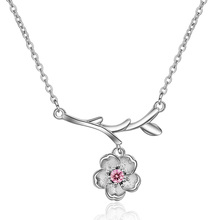 TJP New Arrival 925 Sterling Silver Necklace Pendants Flower Crystal Girl Wedding Choker Jewelry Charm Engagement Party Bijou 2024 - buy cheap