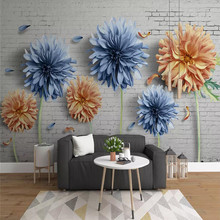 Simple 3d crisantemo pared de ladrillo nostálgico flor TV Fondo pared personalizado gran papel pintado mural 3D foto pared 2024 - compra barato
