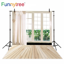 Funnytree window photography backdrop indoor wood floor Nordic style simple background photo studio photocall new photobooth 2024 - buy cheap