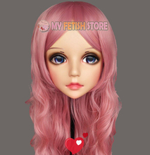 (Hua-02)Female Sweet Girl Resin Half Head Kigurumi Mask With BJD Eyes Cosplay Japanese Anime Role Lolita Mask Crossdress Doll 2024 - buy cheap