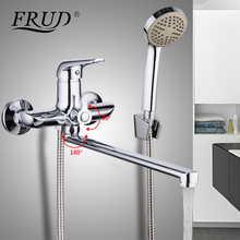 FRUD 1set 35cm Zinc Alloy Outlet Pipe Bathtub Shower Faucet Chrome with Shower Head Bathroom Cold and Hot Water Mixer Tap R22102 2024 - buy cheap