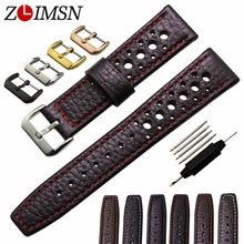 ZLIMSN 20mm Watchbands Black Genuine Leather Watch Band Strap & Stainless Steel Pin Buckle Replacement Montre Belt relogio 2024 - buy cheap