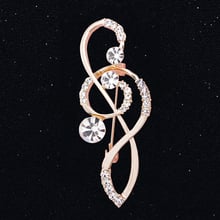 Broche feminino de strass, broche com note de música e clave de sol, joia 2024 - compre barato