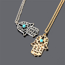 Retro Brand Design Luck Hamsa Hand Of Fatima Silver Charm Necklace Pendant Necklace Hand Palm 2024 - buy cheap