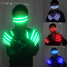 Guantes de luz LED resplandeciente para fiestas de Halloween, manoplas luminosas de color negro brillante, iluminación de dedos, suministros para fiestas 2024 - compra barato