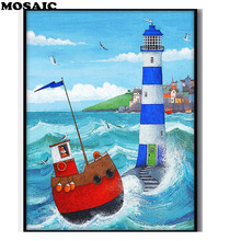 Home Decoration DIY 5D Diamond Embroidery lighthouse seaside Cross Stitch kits Abstract Oil Painting Resin Hobby Craft 2024 - buy cheap