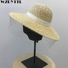 Chapéu de verão feminino, chapéu de palha com tecido fascinator, chapéu de sol para praia, rua, elegante diária, kentukie, derby 2024 - compre barato