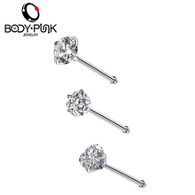 Body Punk New Arrival 3pcs/Set Nose Ring Studs 20G 0.8mm Bar Shiny CZ Hoop Piercings Nariz Nose Body Jewelry Crystal Women Men 2024 - buy cheap