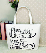 New Cartoon Cats Printed Canvas Handbag Shopping Tote Shoulder Bag Purse KX-C8011 2024 - buy cheap