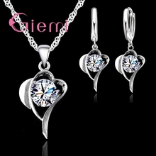 Collar con colgante de circonita cúbica con diseño de gota de corazón de Cristal Brillante De plata de ley 925 y conjunto de joyería para mujer, regalo de esposa 2024 - compra barato