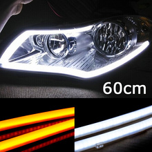 White Yellow Red New 2PCS 60CM DRL Flexible LED Tube Strip Daytime Running Lights Turn Signal Angel Eyes Car Styling Parking 2024 - buy cheap