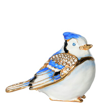 Vintage decoration blue jay bird jewelry trinket box for ring metal tabletop birthday gift bird collectibles 2024 - buy cheap
