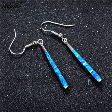 Blaike-pendientes largos de ópalo de Fuego Azul para mujer, joyería de plata de ley 925 con piedra de nacimiento, joyería Bohemia 2024 - compra barato