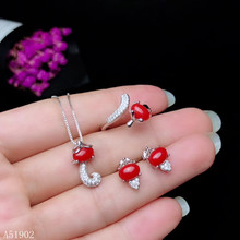 KJJEAXCMY exquisite jewelry 925 sterling silver inlaid natural red coral gemstone earrings ring pendant set new female models su 2024 - buy cheap