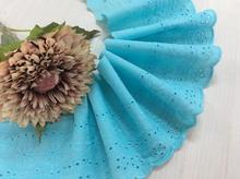 2 Meters High Quality Lake Blue Cotton Lace Trim New Embroidered Cotton Cloth Lace Fabric 12cm 2024 - buy cheap