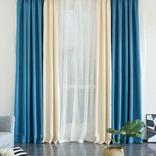 Window Curtains 2 Colors Stitching Solid Blackout Curtains Faux Linen Drapes for Living Room Bedroom Home Decoration White Tulle 2024 - buy cheap