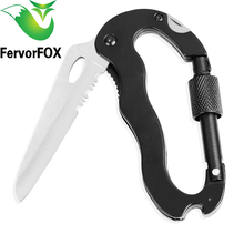 Outdoor Multi-function EDC Tool 5 in 1 With Knife Screwdriver Aluminum Climbing Carabiner Hook Gear Multi Tool Buckle Rock Lock 2024 - buy cheap