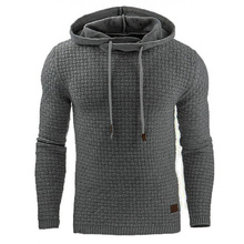 Drop Shipping Solid Color Woven Plaid Men Hoodies Sweatshirt Long Sleeve Men Sportswear Male Hooded Tops 2024 - buy cheap