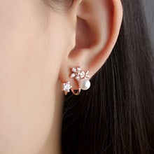 TJP Exquisite 925 Sterling Silver Women Girl Stud Earring Fashion Flower Pearl Bride Wedding Earrings Sets Drop 2024 - buy cheap