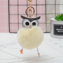 Owl Faux Rabbit Fur Pompom Keychain Fluffy Animal Fur Ball Pendant Key Rings Key Holder Bag Ornament for Women EH849 2024 - buy cheap