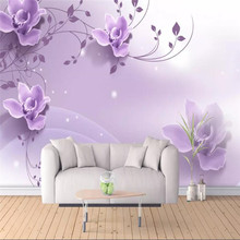 Papel de parede romântico flor roxa 3d tv fundo parede produção profissional mural atacado papel de parede mural cartaz foto parede 2024 - compre barato