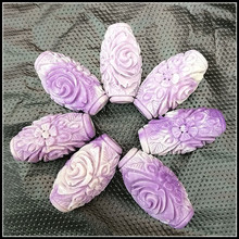 4pcs handmade pink carving flower beads drum shapes for charming necklace matching spacer beads european beads size 32x17mm 2024 - buy cheap