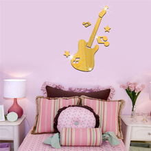 Silver Guitar Notes Mirror wall stickers Living Room Bedroom Home Decor DIY Acrylic 3D wall sticker Kids Room Wall Art Sticker 2024 - buy cheap