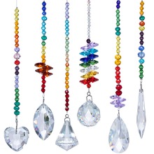 H & D-candelabro de cristal colorido, ornamento colgante, colgantes de cristal de Chakra para decoración del hogar, la Oficina y el jardín, paquete de 6 unidades 2024 - compra barato