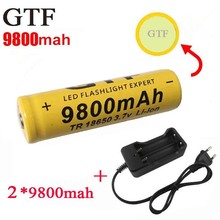 GTF 2pcs 18650 9800mAh 3.7V Li-ion Rechargeable Batteries For Flashlight + EU Li-ion Battery Charger 2024 - buy cheap