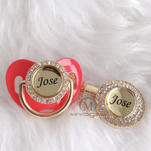 MIYOCAR Personalized any name red and 11 color bling pacifier and pacifier clip BPA free dummy bling unique design P5 2024 - buy cheap