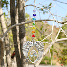 H&D Crystal Angel Wing Pendant with Crystal Ball Rainbow Maker Hangings Suncatcher for Window Home Garden Decor Gifts 2024 - buy cheap