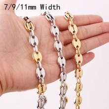 7/9/11MM Fashion Gift 316L Stainless Steel Silver Color/Gold/Rose Gold Coffee Beans Chain Mens Womens Necklace Or Bracelet 2024 - buy cheap