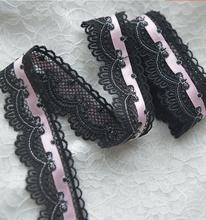 3 Meters Black with Pink Ribbon Lace Trims Wedding Lace Ribbon Embroidered Lace Trim DIY Patchwork Decoration 3cm Free Shipping 2024 - buy cheap