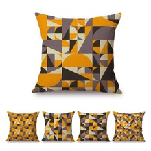 Vintage Orange Geometric Art Home Decorative Chair Throw Pillow Case Cotton Linen Square Sofa Cushion Cover Car Pillow 45x45cm 2024 - buy cheap