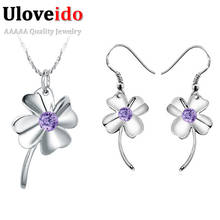 Uloveido 2016 New Vintage Gifts for Women Wedding Jewelry Sets Crystal Flower Jewellery Set Silver Color Necklace Earrings T015 2024 - buy cheap