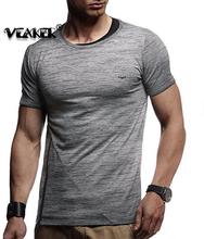 Camiseta Sexy de manga corta para hombre, camisetas de Fitness para gimnasio, Color sólido, Camiseta ajustada con cuello redondo, Tops M-3XL, novedad de 2018 2024 - compra barato
