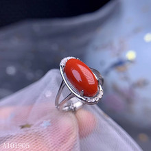 KJJEAXCMY-Anillo de Plata de Ley 925 con incrustaciones de piedras preciosas de coral rojo natural, anillo de lujo femenino, detección de soporte 2024 - compra barato