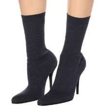 Frete Grátis Mulher Moda Sólidos Bebê Cor de Rosa Azul Preto Elástico Fino Saltos Dedo Do Pé Redondo 100 milímetros Fino Mid-calf meias Botas Curtas Senhora 2024 - compre barato