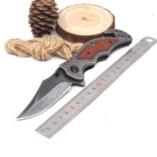 Folding Pocket Knife Tactical Survival Knives Stone Washed 440C Wood Handle Outdoor Combat Camping Hunting Knife EDC Multi tools 2024 - buy cheap