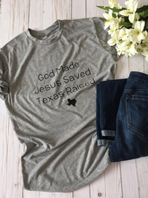 Camiseta de algodón con eslogan divertido para mujer, prenda de vestir, con estampado "God Made Jesus Save Texas Raised", estilo gótico grunge, tumblr, regalo Cristiano 2024 - compra barato