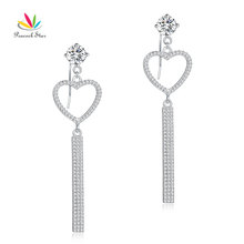 Pendientes de plata 925 sólida de lujo con forma de estrella cuelga del corazón, pavo real, para fiesta de boda, CFE8154 2024 - compra barato