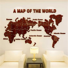 2018 New Arrival World Map Puzzle Acrylic 3D Wall Stickers Living Room Home Decor Office Sofa TV  Wall Decorations Sticker Decal 2024 - buy cheap