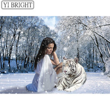 DIY 3D Diamond mosaic Full Round Diamond painting Full Square Diamond embroidery Cross stitch Woman and white tiger 2024 - buy cheap