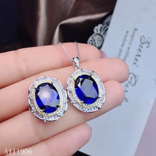 KJJEAXCMY Fine Jewelry 925 sterling silver inlaid natural sapphire female ring necklace pendant set support review 2024 - buy cheap