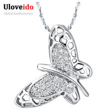 Uloveido Collares Nuevos 2016 Silver Jewelry Austrian Crystal Butterfly Chain Suspension Simulated Gemstone for Friends N589 2024 - buy cheap