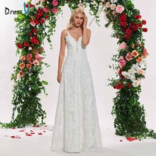 Dressv ivory elegant a line spaghetti straps appliques wedding dress lace floor length simple bridal gonws wedding dresses 2024 - buy cheap