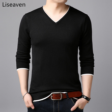 Liseaven Sweater Men Solid Color Pullover Sweaters Men's Clothing V-Neck Full Sleeve Pullovers Mens Tops 2024 - buy cheap