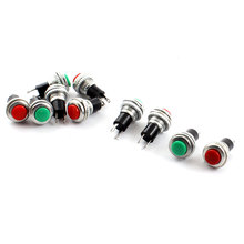 UXCELL-Interruptor de botón de Metal, 10 unids/lote, CA 125V, 3A, CA 250V, 6A, 2 pines, rojo y verde, botón momentáneo de 8mm, hilo de 10mm, Thread 2024 - compra barato