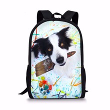 Mochila escolar estampa de cachorro collie 3d, bolsa escolar ortopédica para meninos e meninas, bolsa de livros 2024 - compre barato