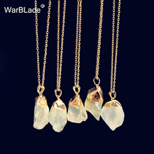 WarBLade-collar de cristal de piedra Natural con colgante colorido, colgante de piedra de cuarzo Irregular, collares de Color dorado, joyería para mujer 2024 - compra barato